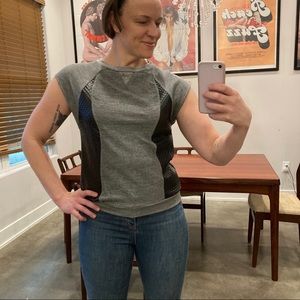 ASTR grey & black mixed media terry muscle tank